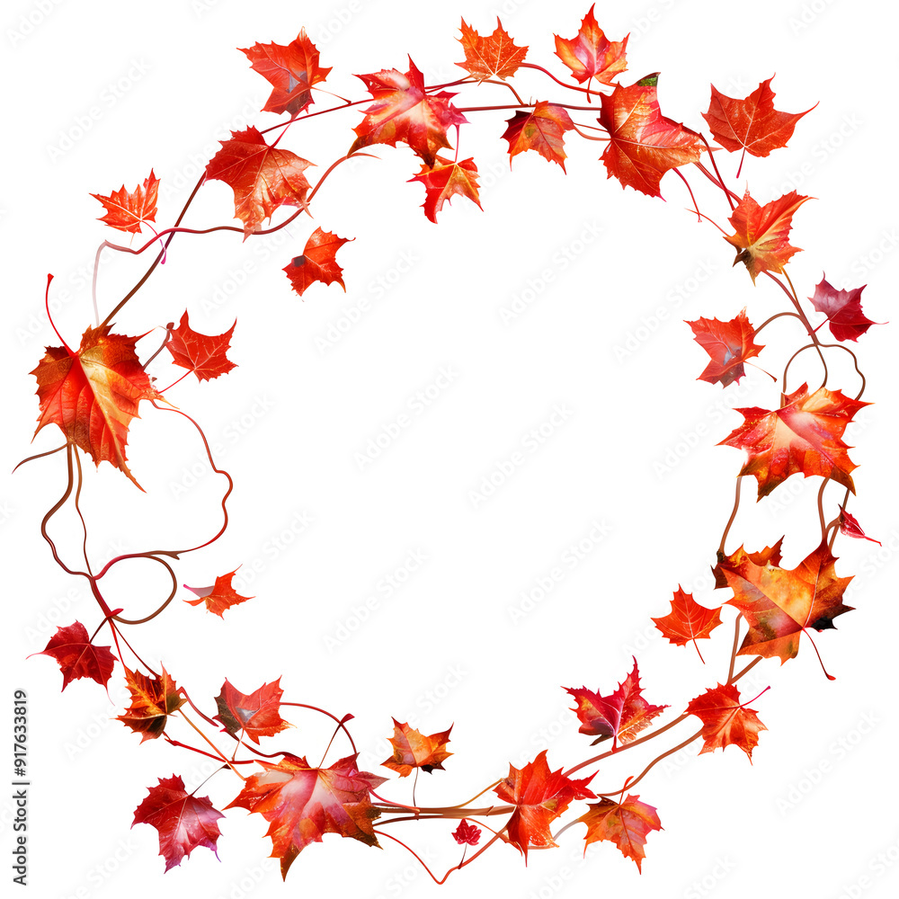 Fototapeta premium Maple leaf floral frame wreath frame illustration