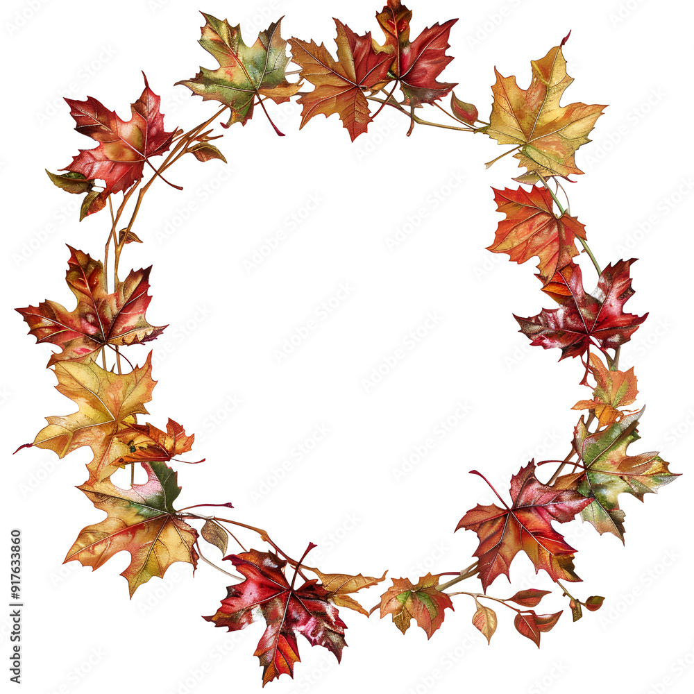 Fototapeta premium Maple leaf floral frame wreath frame illustration