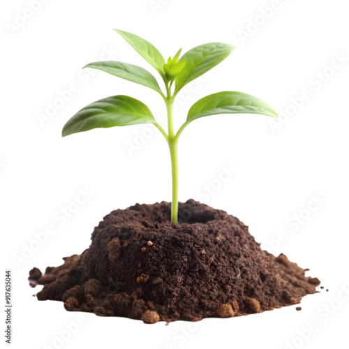 Wallpaper Mural Young green plant growing out of black soil Torontodigital.ca