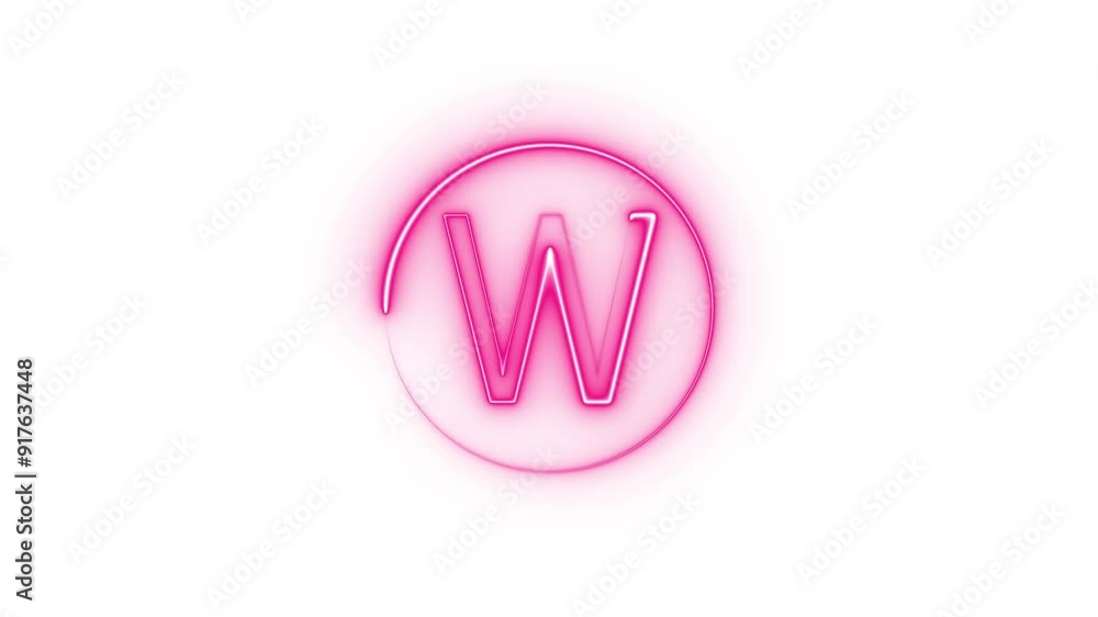 Abstract Bright Neon Light Letter Icon Animation, Neon Alphabet Symbol on Transparent White Background. Abstract Bright Neon Light Letter Icon Animation, Neon Alphabet Symbol on Transparent White Background.