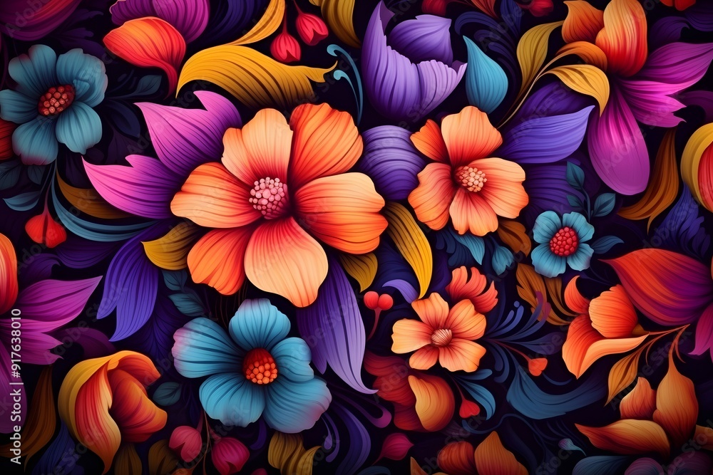 A colorful bouquet of flowers is displayed in a blue background
A colorful bouquet of flowers is displayed in a blue background