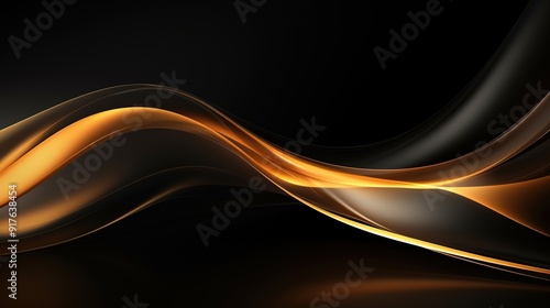 Abstract background with golden and black wavy lines.