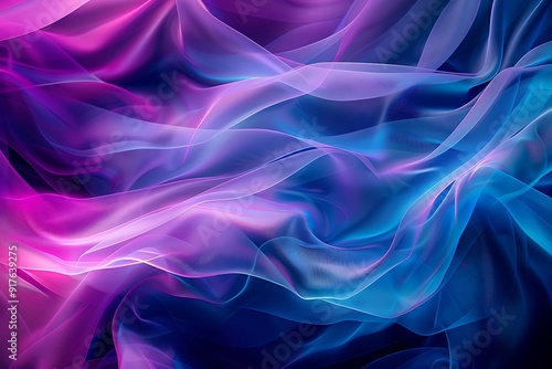 Abstract Wavy Background of Pink and Blue Fabric