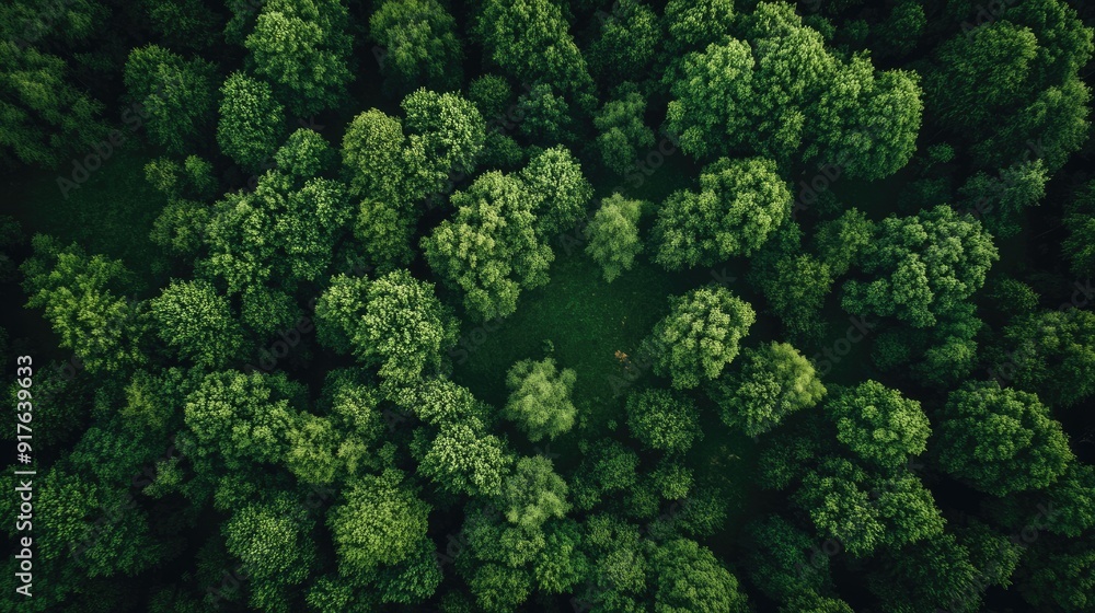 Drone view of amazing green forest with trees and bushes growing in countryside Drone view of amazing green forest with trees and bushes growing in countryside