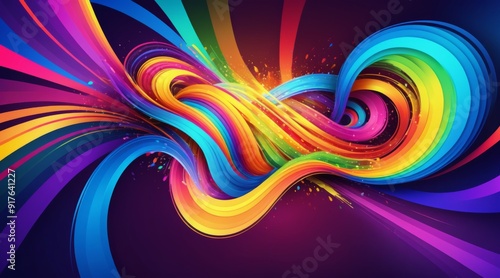 Vibrant Abstract Digital Art of a Colorful Wave-Like Tunnel with