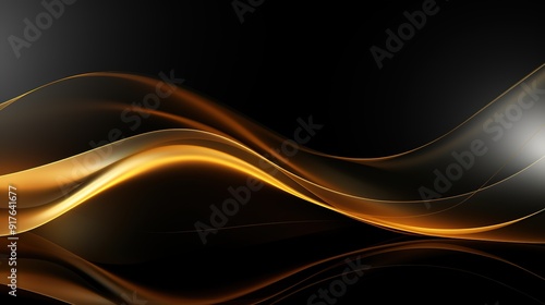 Abstract background with golden curves on a black backdrop.
