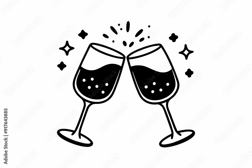 Clink glasses champagnes black vector icon. Two wine glass cheers vector icon. Celebrate party
Clink glasses champagnes black vector icon. Two wine glass cheers vector icon. Celebrate party
