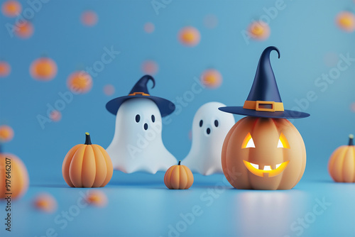 3d Halloween background, Halloween theme background, cute Halloween theme