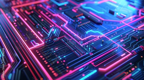 Abstract Circuitry with Neon Lights