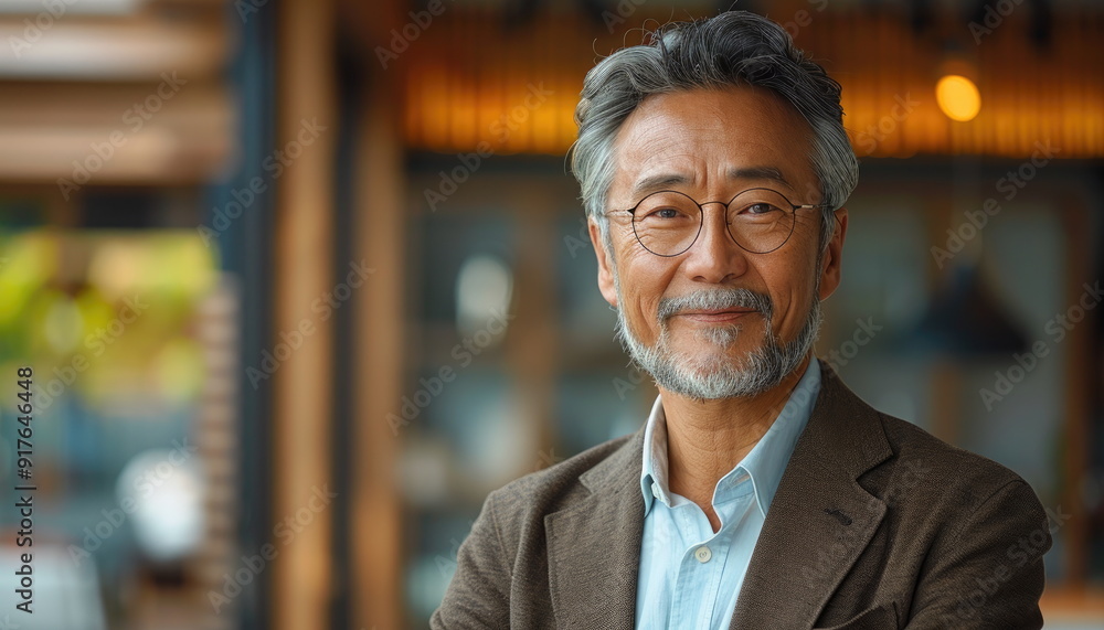 Portrait of a smiling man in a brown jacket Portrait of a smiling man in a brown jacket