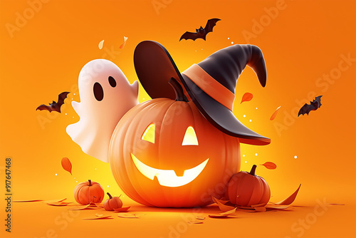 3d Halloween background, Halloween theme background, cute Halloween theme