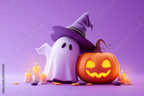 3d Halloween background, Halloween theme background, cute Halloween theme