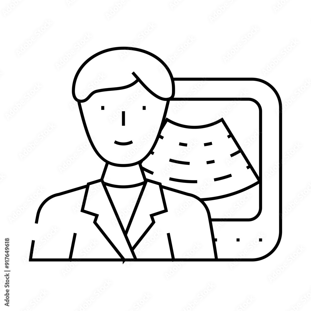ultrasound medicine worker line icon vector. ultrasound medicine worker sign. isolated contour symbol black illustration ultrasound medicine worker line icon vector. ultrasound medicine worker sign. isolated contour symbol black illustration