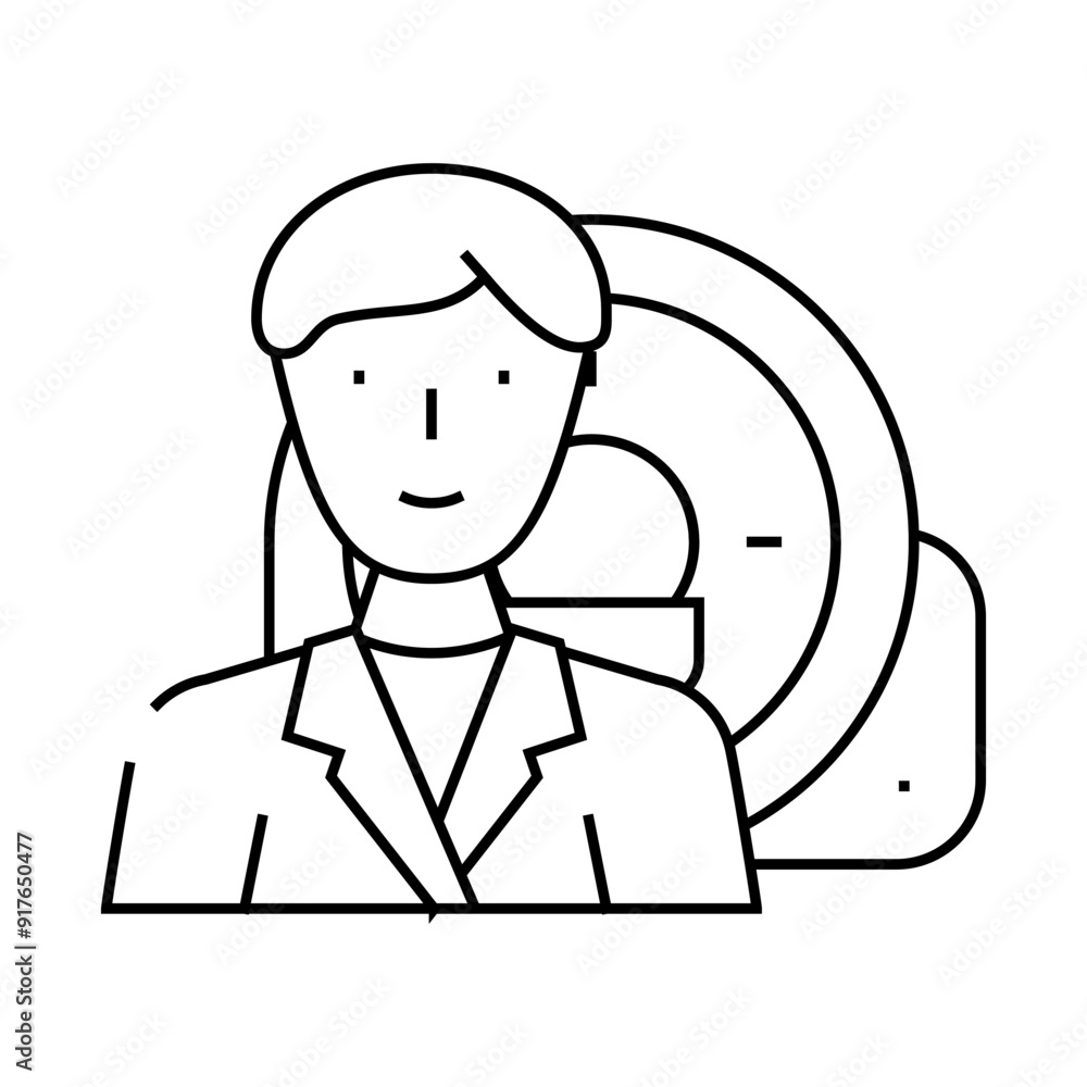 mri examination doctor line icon vector. mri examination doctor sign. isolated contour symbol black illustration