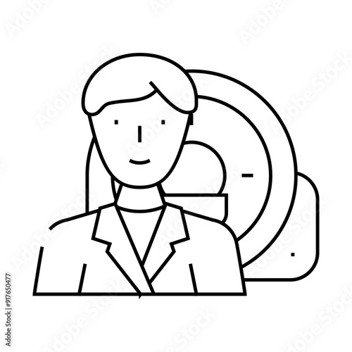 mri examination doctor line icon vector. mri examination doctor sign. isolated contour symbol black illustration