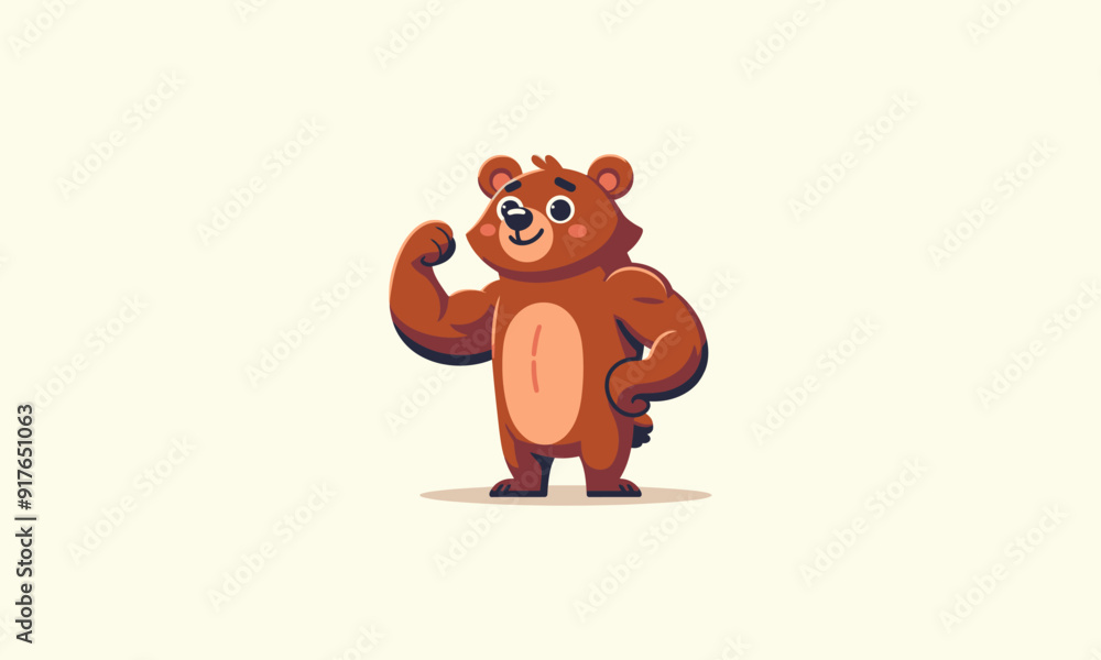 Obraz premium character cartoon bear body builder vector mascot design
