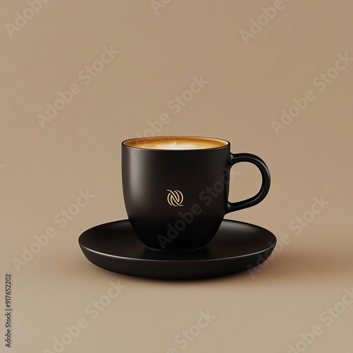 Cup of Coffee Espresso on Neutral Background	 photo