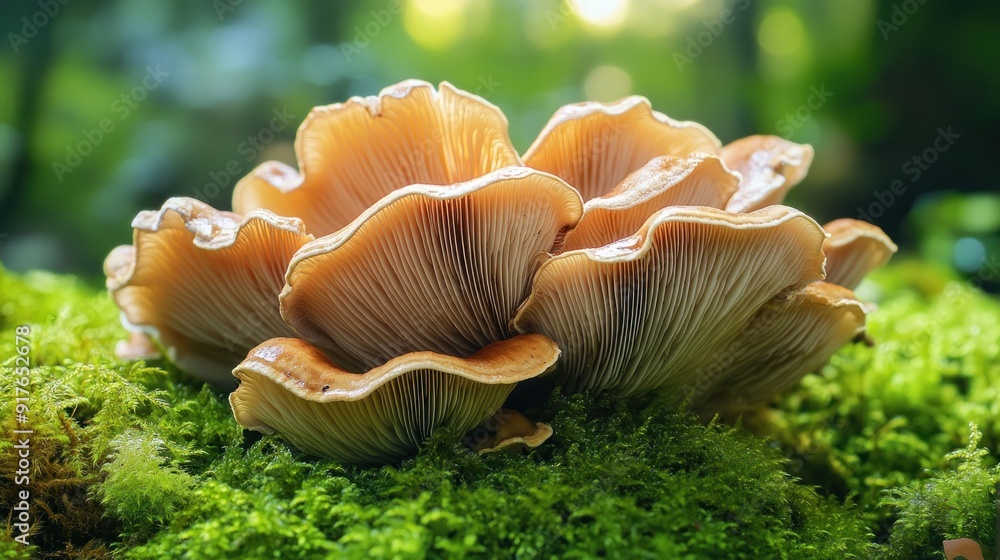 Close Up of a Cluster of Mushrooms Close Up of a Cluster of Mushrooms
