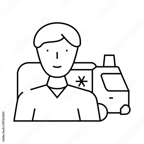ambulance medical worker line icon vector. ambulance medical worker sign. isolated contour symbol black illustration