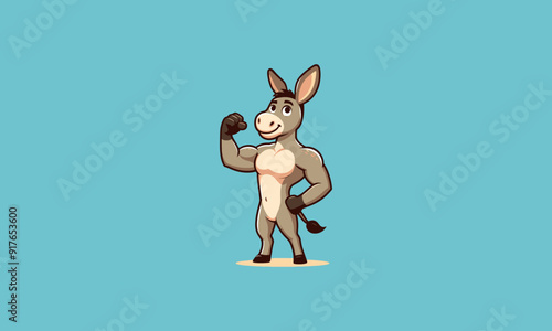 character cartoon donkey body builder vector mascot design
