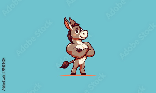 character cartoon donkey body builder vector mascot design