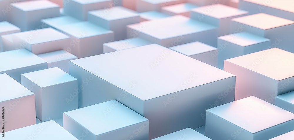 Fototapeta premium An abstract composition of pastel cubes arranged in a modern style, perfect for creative and tech-themed projects.