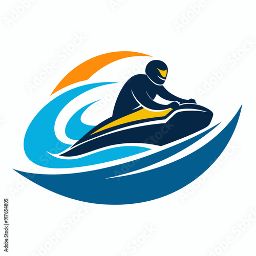 Jets ski Water sport logo design vector illustration 