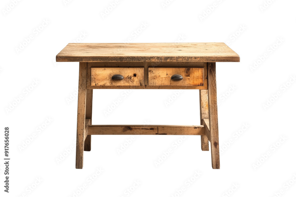 Fototapeta premium Rustic Wooden Table with Two Drawers