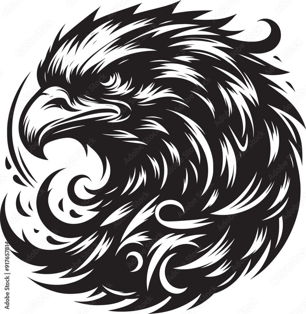 Flying Eagle bird head Silhouette isolated on white background Minimalist Eagle vector shape Flying Eagle bird head Silhouette isolated on white background Minimalist Eagle vector shape