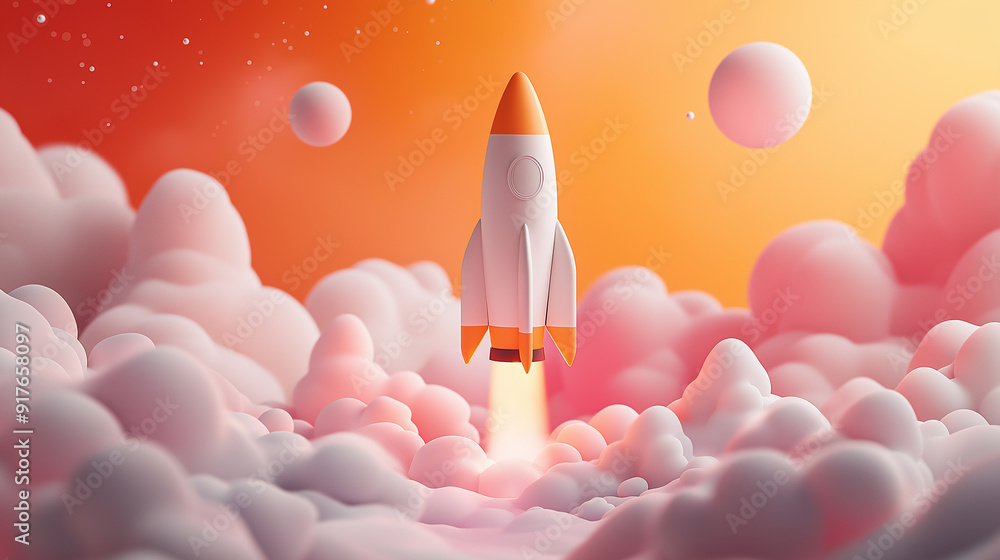 A 3D design illustration of a rocket launch, symbolizing the beginning of a journey, project or new business, often used as a symbol for starting a startup or starting something exciting. A 3D design illustration of a rocket launch, symbolizing the beginning of a journey, project or new business, often used as a symbol for starting a startup or starting something exciting.