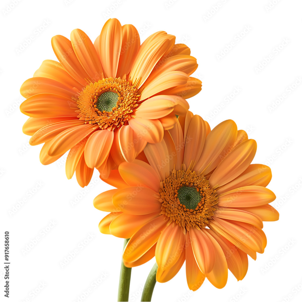 Two Orange Gerber Flowers Isolated on Transparent Background Two Orange Gerber Flowers Isolated on Transparent Background