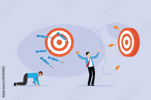 Business aims set goals, resolutions, aspire, and strive for success with motivation 2d flat vector illustration