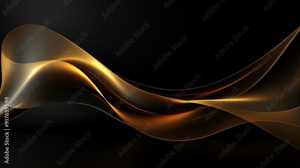 Fototapeta premium Abstract gold wave on black background.