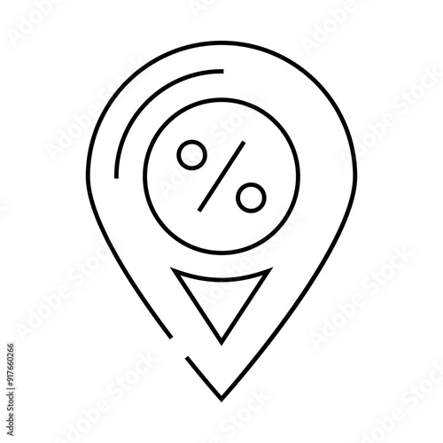 location of discount sale line icon vector. location of discount sale sign. isolated contour symbol black illustration