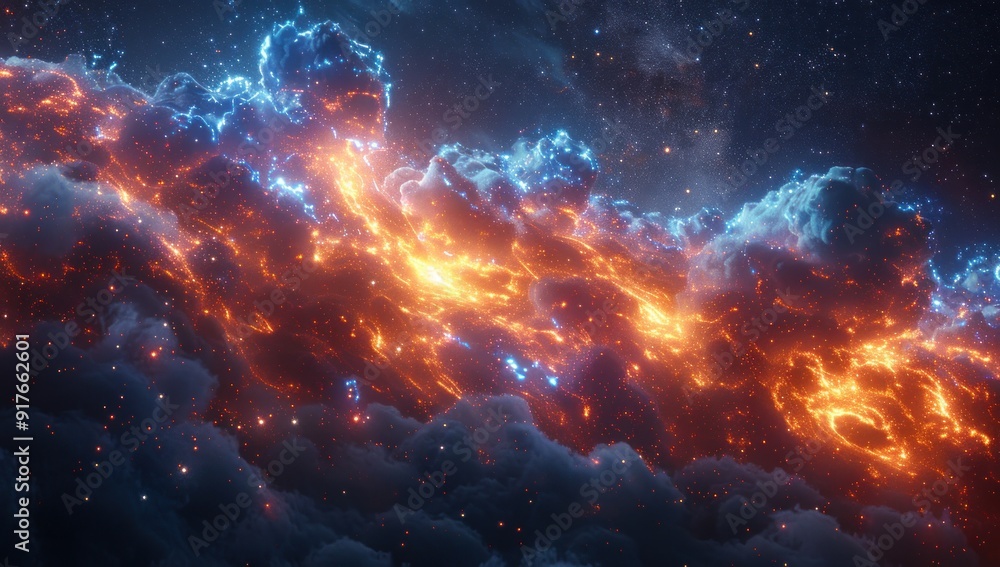Fototapeta premium Celestial Fire and Ice: A Cosmic Encounter