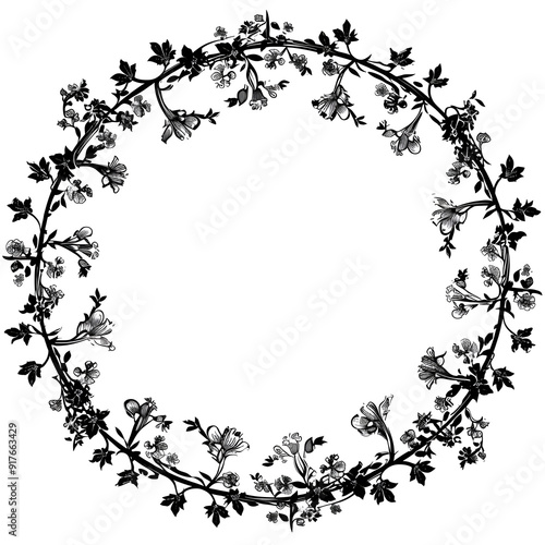 Vintage floral lace frame wreath frame illustration