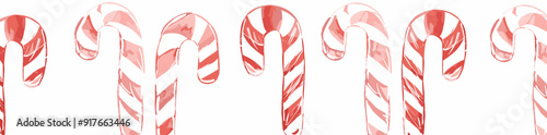 Watercolor illustration of red and white candy canes on a white background The candy canes are hand-painted and have a slightly abstract and whimsical style They are perfect for adding a festive touch