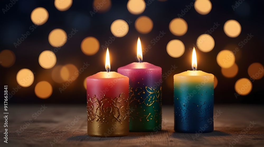 Two candles on blurred early night background, shabbat.generative.ai Two candles on blurred early night background, shabbat.generative.ai