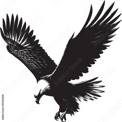 Flying Eagle bird Silhouette isolated on white background Minimalist Eagle vector shape