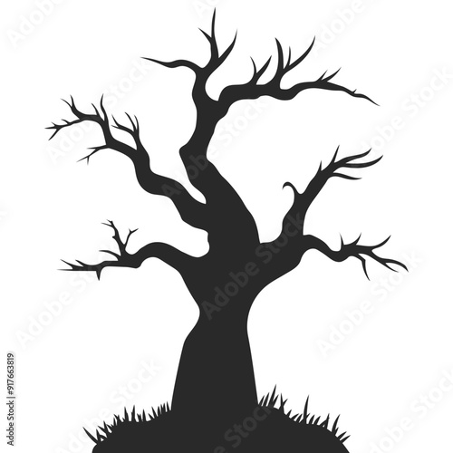 Halloween Tree Silhouette Illustration