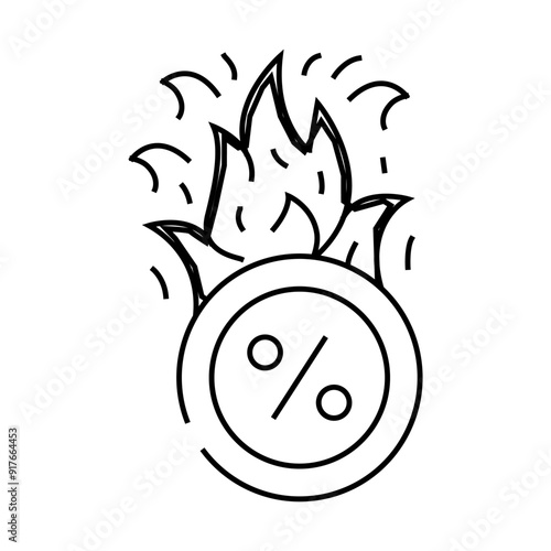 burning price line icon vector. burning price sign. isolated contour symbol black illustration