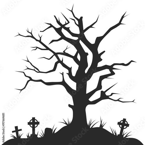 Halloween Tree Silhouette Illustration