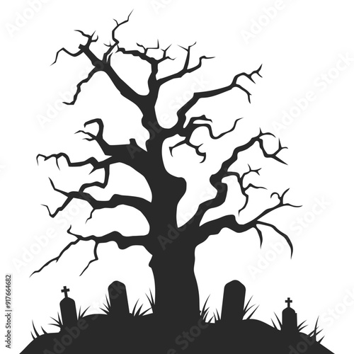 Halloween Tree Silhouette Illustration
