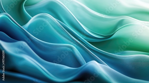 Abstract wave pattern background in shades of blue and green, creating a dynamic and fluid visual effect.