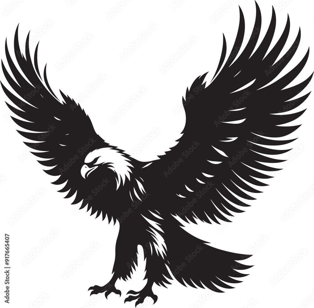 Obraz premium Flying Eagle bird Silhouette isolated on white background Minimalist Eagle vector shape