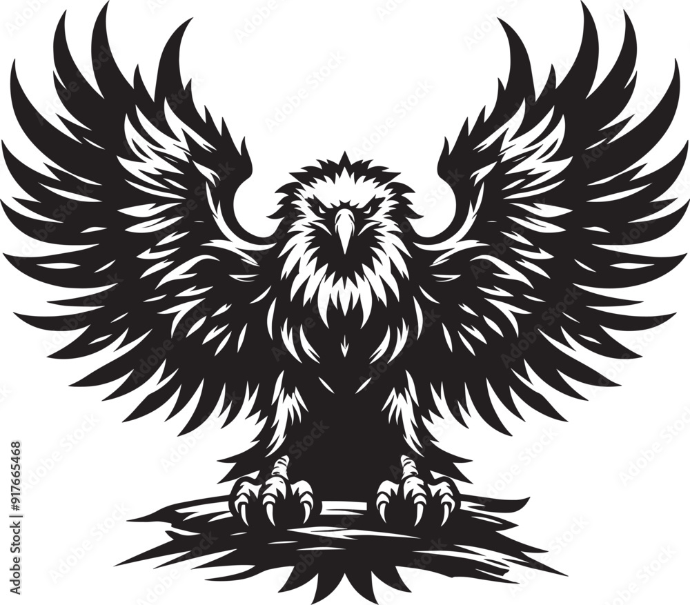 Obraz premium Flying Eagle bird Silhouette isolated on white background Minimalist Eagle vector shape