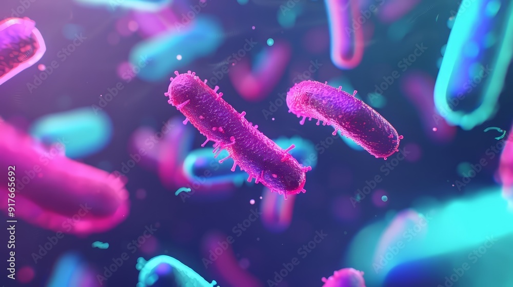 Beneficial microbes shown interacting with sanitation products in a wellness setting, vibrant neon, sci-fi, high resolution. Beneficial microbes shown interacting with sanitation products in a wellness setting, vibrant neon, sci-fi, high resolution.