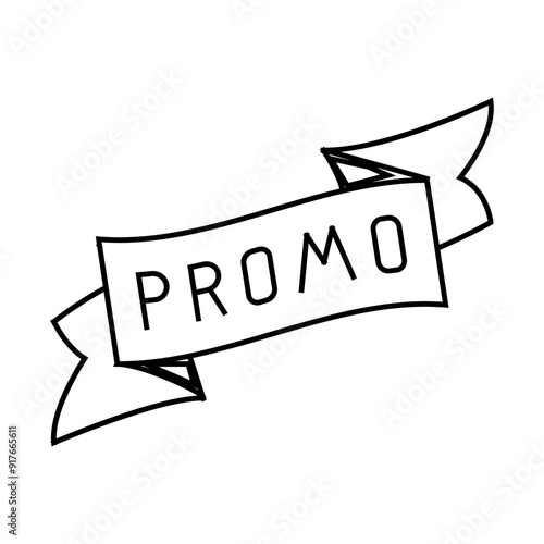 ribbon promo line icon vector. ribbon promo sign. isolated contour symbol black illustration