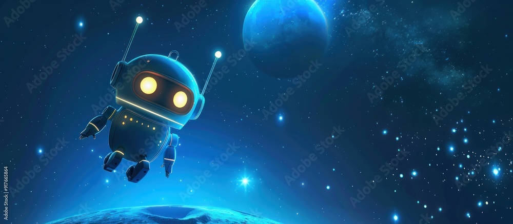 Naklejka premium Robot in Space