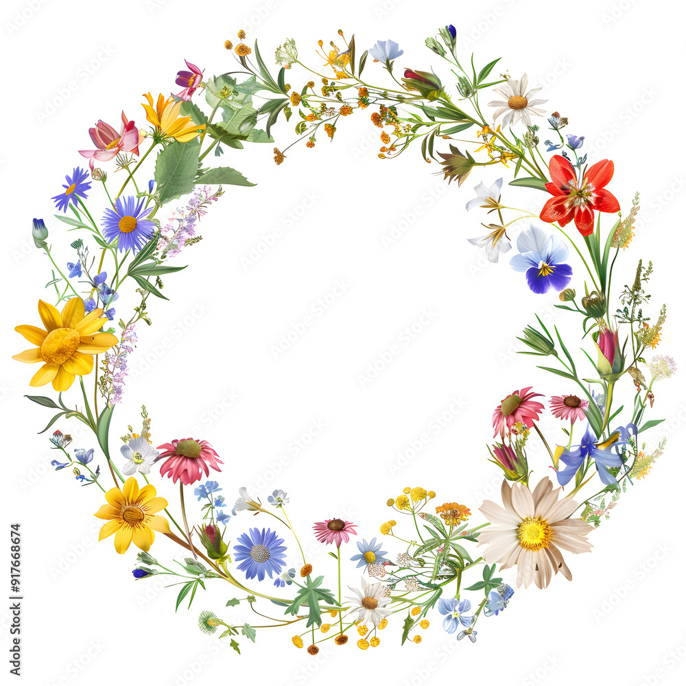 Wildflower meadow frame illustration Wildflower meadow frame illustration